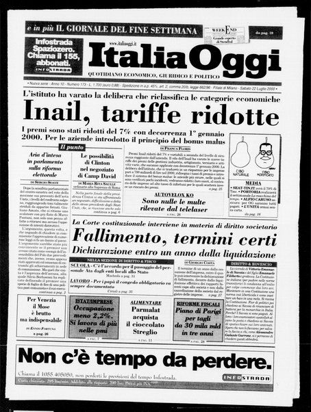 Italia oggi : quotidiano di economia finanza e politica